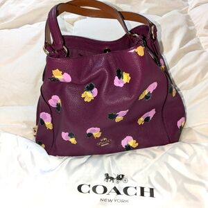 Coach Women's Edie Floral Purple Plum Bag